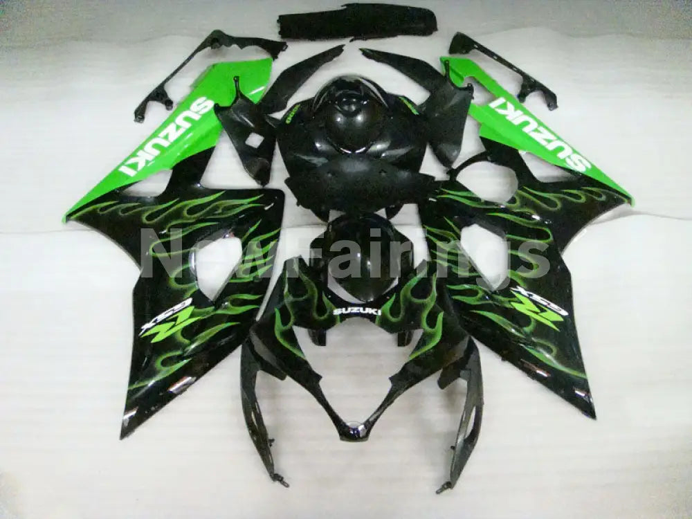 Black and Green Flame - GSX - R1000 05 - 06 Fairing Kit