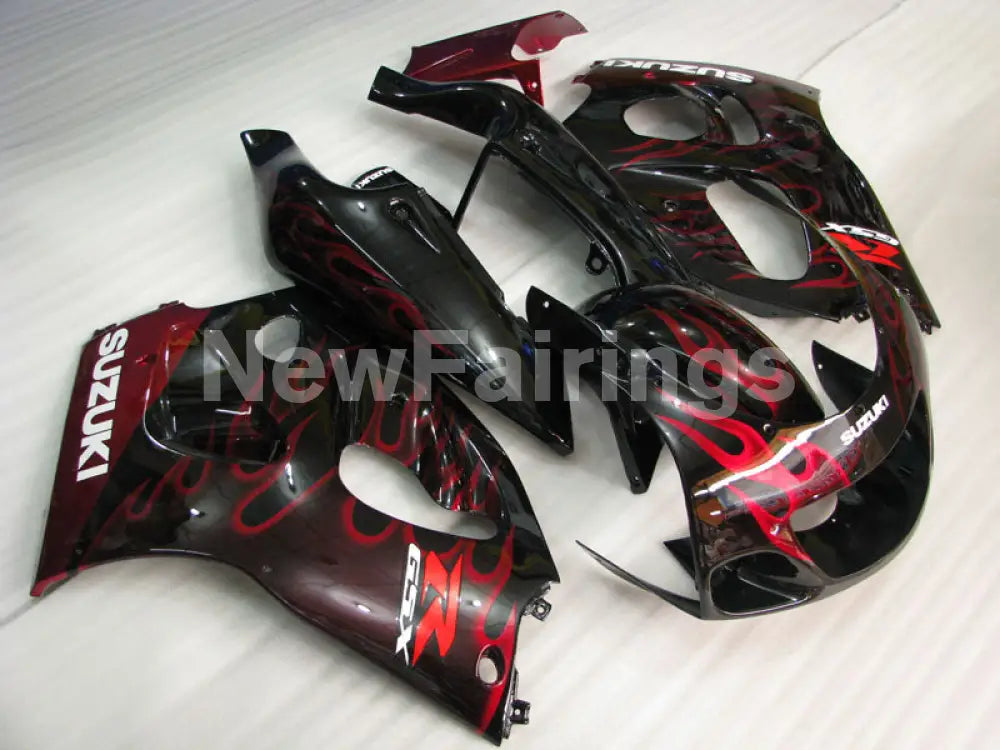 Black and Red Flame - GSX-R600 96-00 Fairing Kit - Vehicles