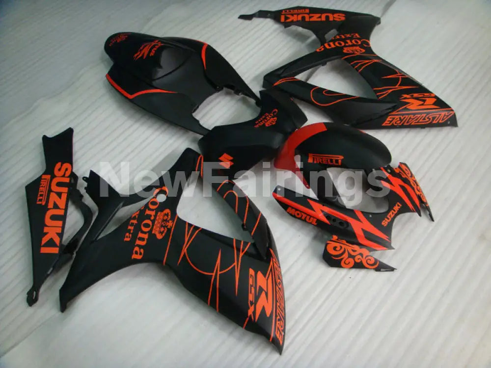 Matte Black and Orange Corona - GSX-R750 06-07 Fairing Kit