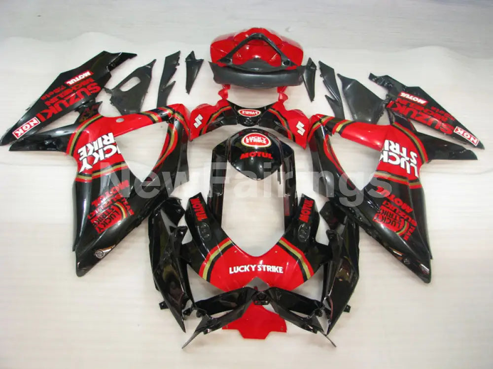 Red and Black Lucky Strike - GSX-R750 08-10 Fairing Kit