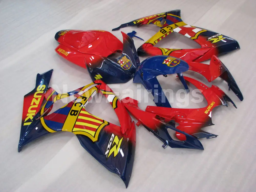 Red and Blue Yellow FCB - GSX-R600 06-07 Fairing Kit -