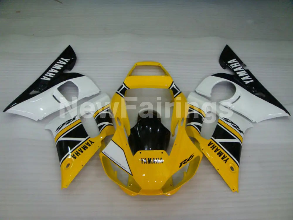 Yellow and Black White Factory Style - YZF-R6 98-02 Fairing Kit Vehicles & Parts > Vehicle Parts & Accessories > Motor